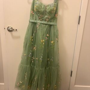 Floral Green Tulle Dress